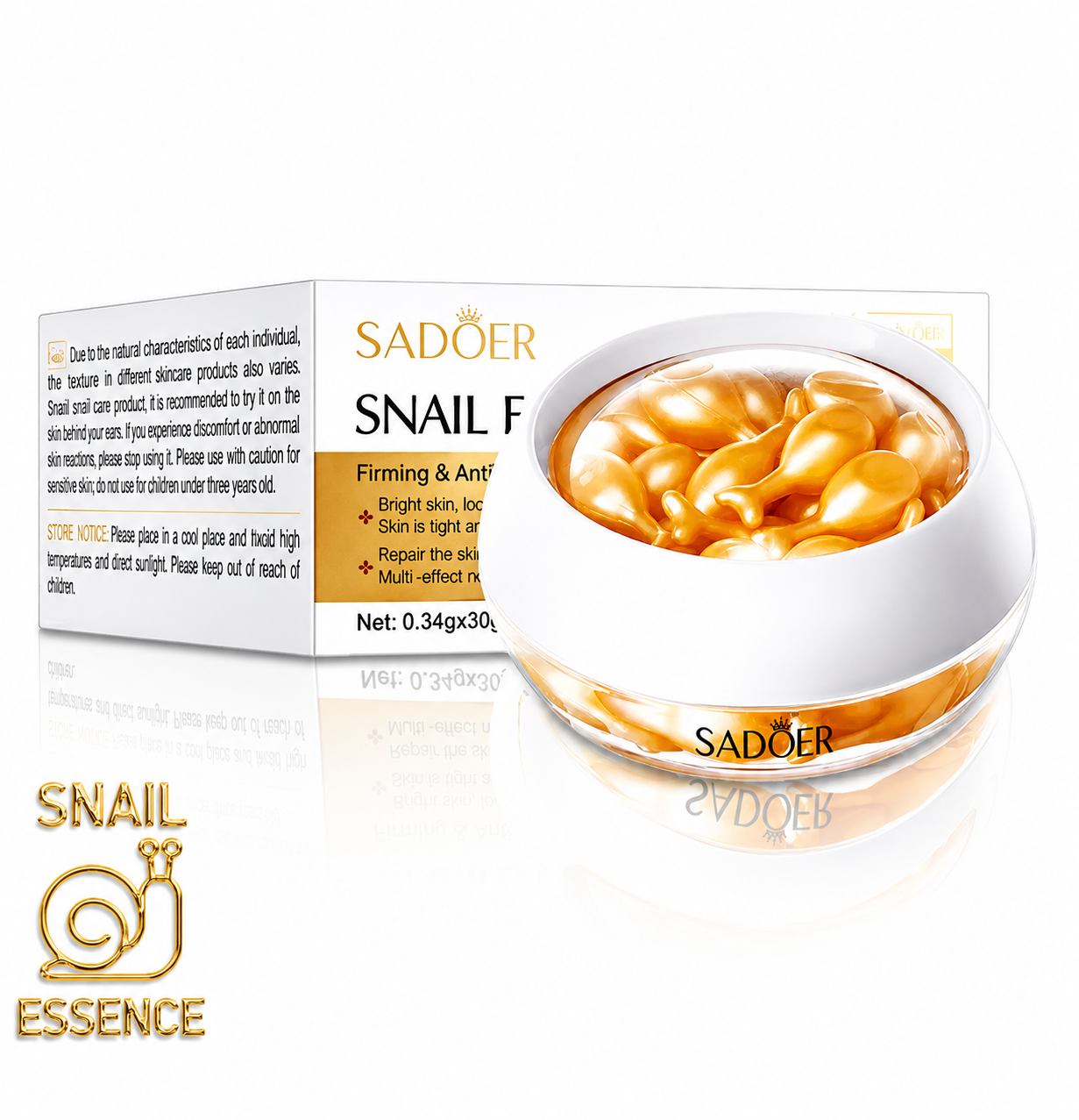 1780990216192296 Антивікові капсули з муцином равлика SADOER Snail Essence Capsules - Зображення 1